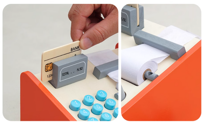 Children's Learning Toys NAMOARLY Wooden Cash Register Toy ...