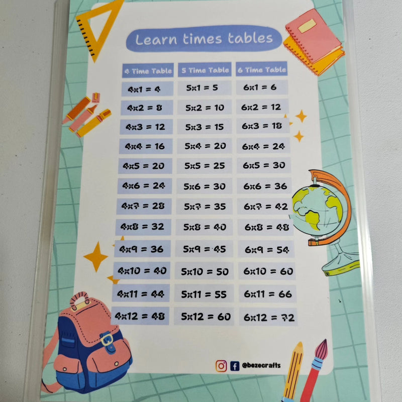 Customizable Erasable and Reusable Time Table Activity Kit