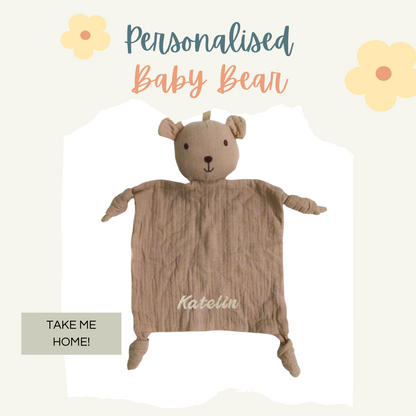 Personalised Baby Lovey | Soft Cotton Comforter with Embroidered Name | Teething & Sleep Soothing Toy for Newborns