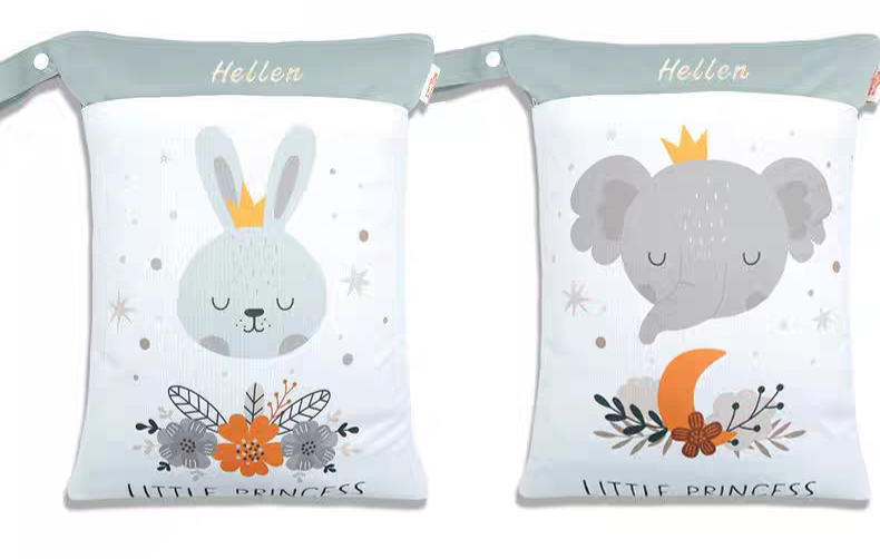 Personalised Embroidered Double Zip Waterproof Wet Bag – Durable & Stylish Storage for Kids & Travel (40 x 30 cm)