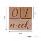 Natural Wooden Baby Milestone Blocks & Floral Disc | Newborn Photo Props | Monthly Milestone Markers