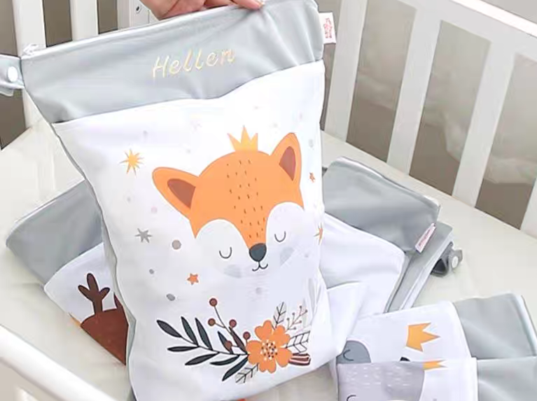 Personalised Embroidered Double Zip Waterproof Wet Bag – Durable & Stylish Storage for Kids & Travel (40 x 30 cm)