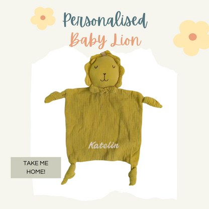 Personalised Baby Lovey | Soft Cotton Comforter with Embroidered Name | Teething & Sleep Soothing Toy for Newborns